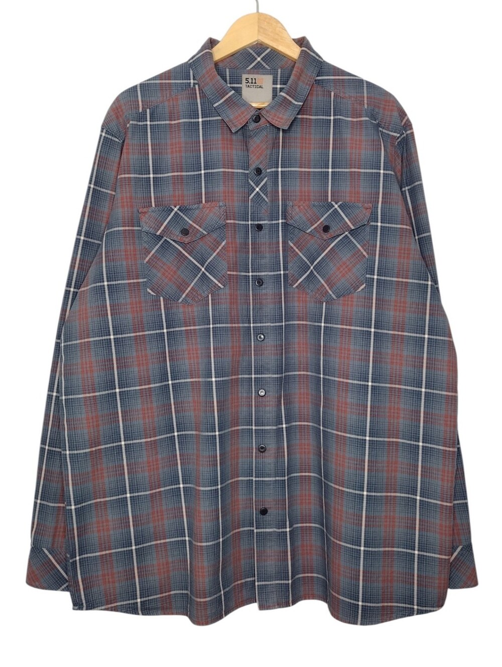 5.11 Tactical Men's Outdoor Plaid Long Sleeve Button-Up Shirt Sz 2XL
